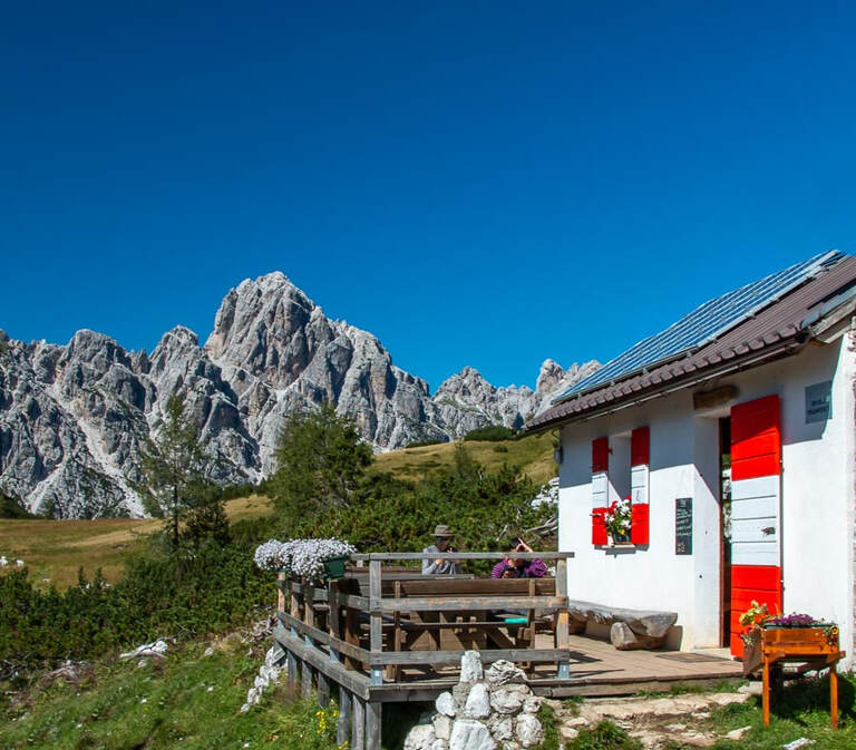 One of the amazing mountain huts on the Dolomites AV1